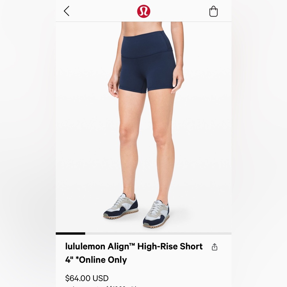 Lululemon Align High Waisted 4” Navy Shorts